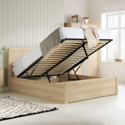 Herringford ottoman bed with cheveron patterns