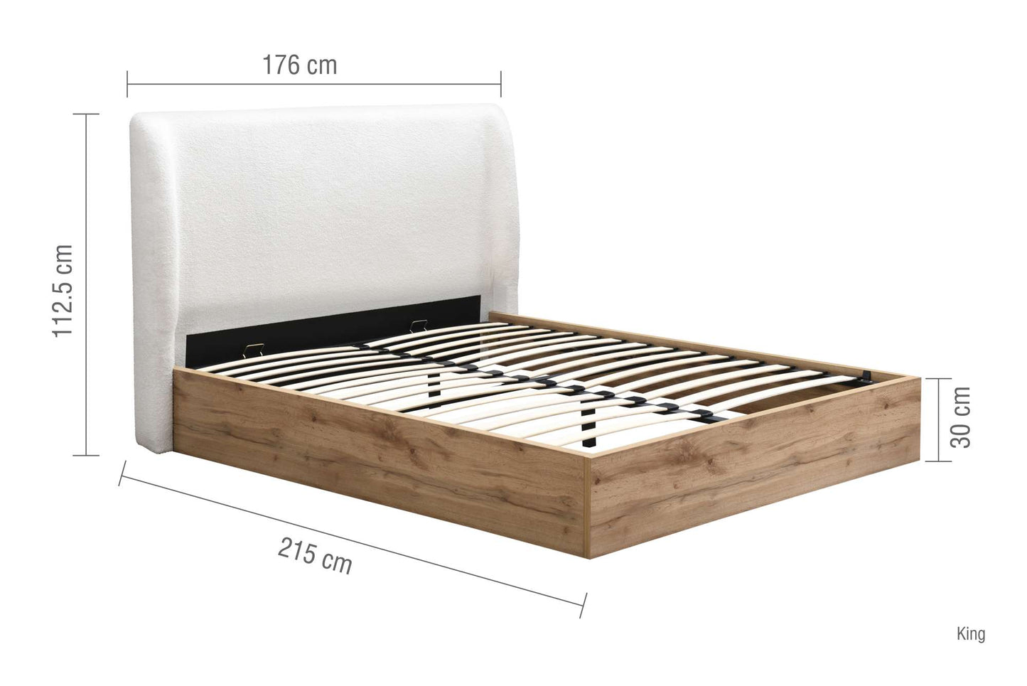 Halfden Ottoman Bed - Upholstered Ottoman Bed (Grey & White)