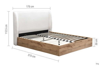 Halfden Ottoman Bed - Upholstered Ottoman Bed (Grey & White)