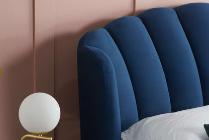 Lottie Elegant Ottoman Bed – Fan-Shaped Headboard with Gas Lift Storage (Pink or Blue)