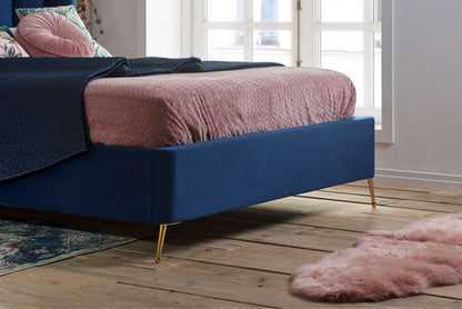 Lottie Elegant Ottoman Bed – Fan-Shaped Headboard with Gas Lift Storage (Pink or Blue)