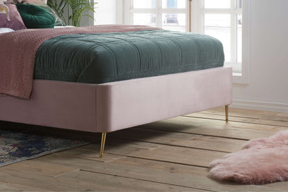 Lottie Elegant Ottoman Bed – Fan-Shaped Headboard with Gas Lift Storage (Pink or Blue)