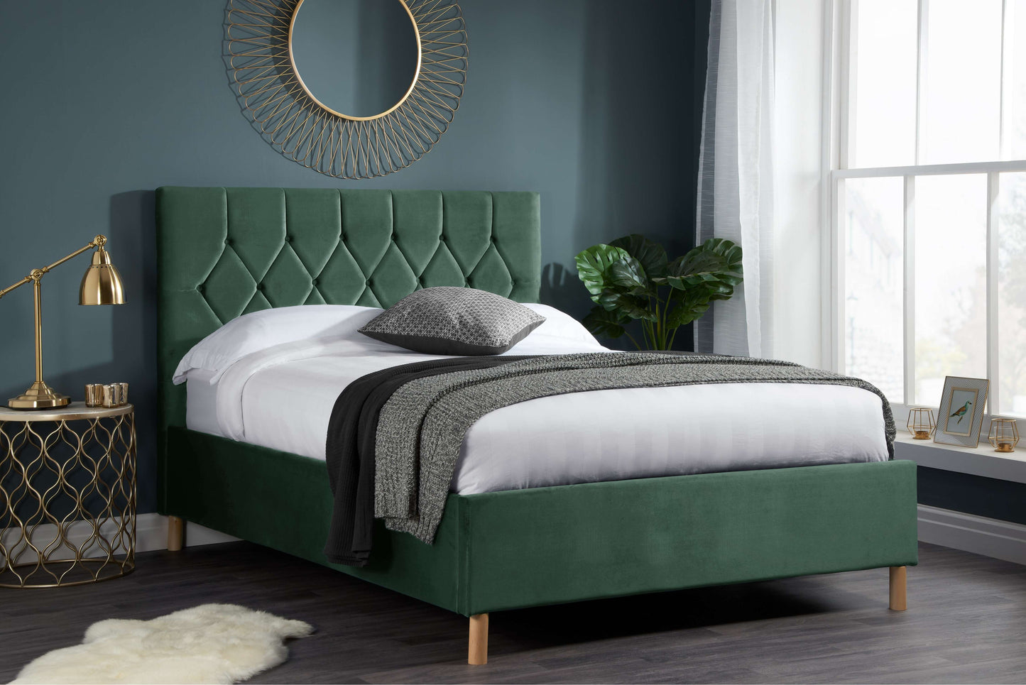 Loxley Ottoman Bed – Stylish Upholstered Frame with Storage (Blue, Green or Grey)
