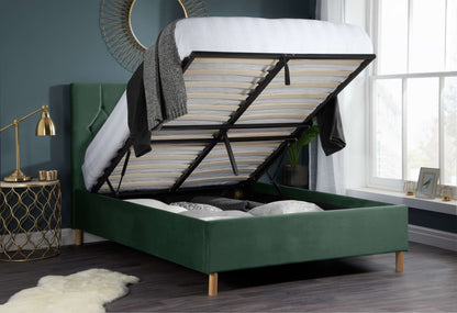 Loxley Ottoman Bed – Stylish Upholstered Frame with Storage (Blue, Green or Grey)
