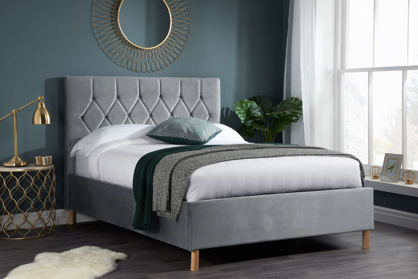 Loxley Ottoman Bed – Stylish Upholstered Frame with Storage (Blue, Green or Grey)
