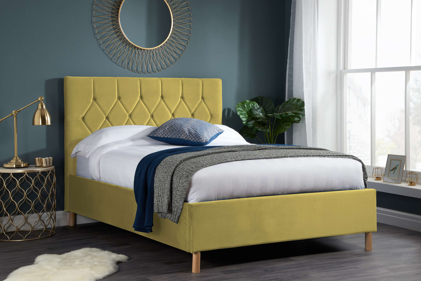 Loxley Ottoman Bed – Stylish Upholstered Frame with Storage (Blue, Green or Grey)