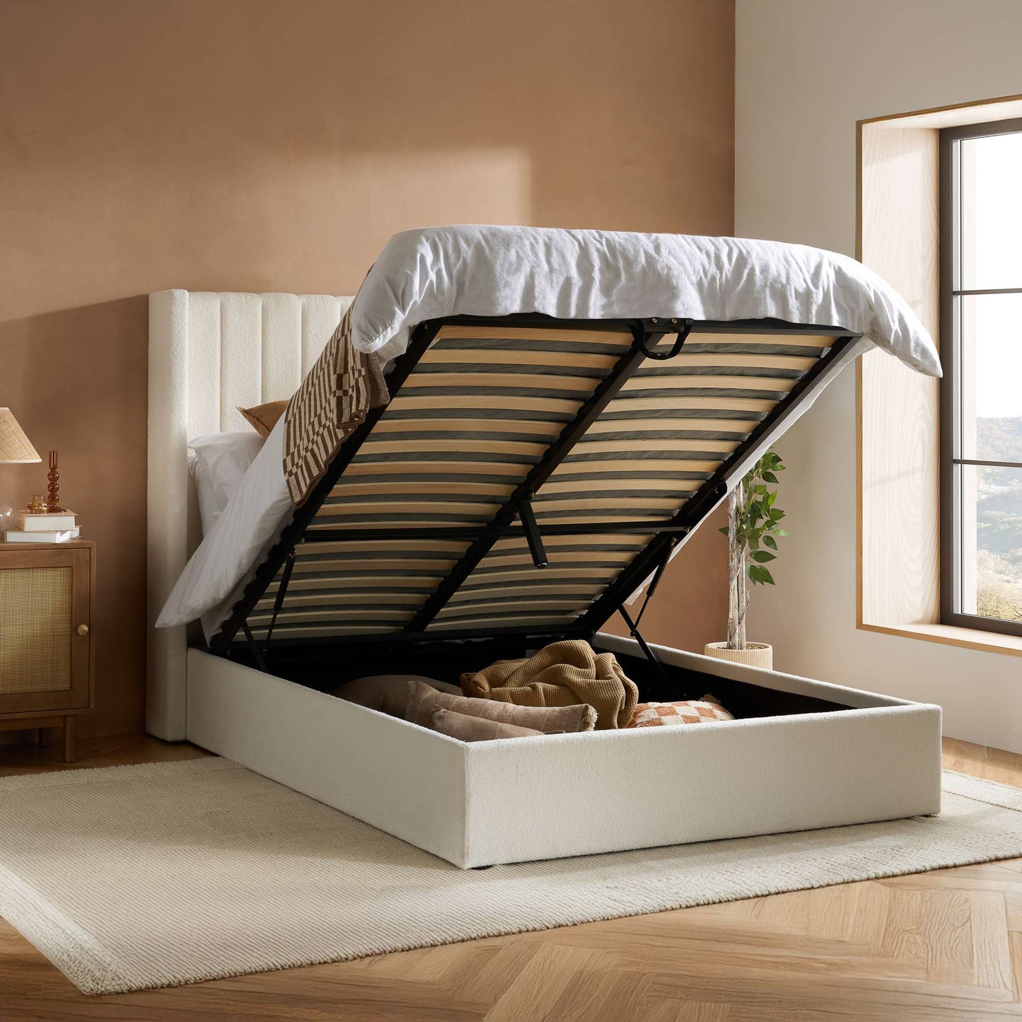 Maisey Ottoman Bed – Elegant Upholstery with Smart Storage