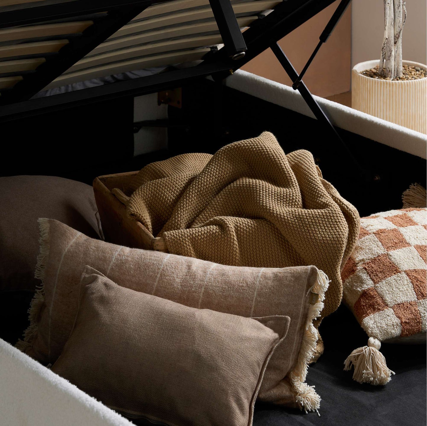 Maisey Ottoman Bed – Elegant Upholstery with Smart Storage