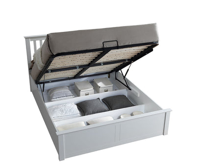 Malmo Ottoman Bed with Slatted Headboard and Foot-End Storage