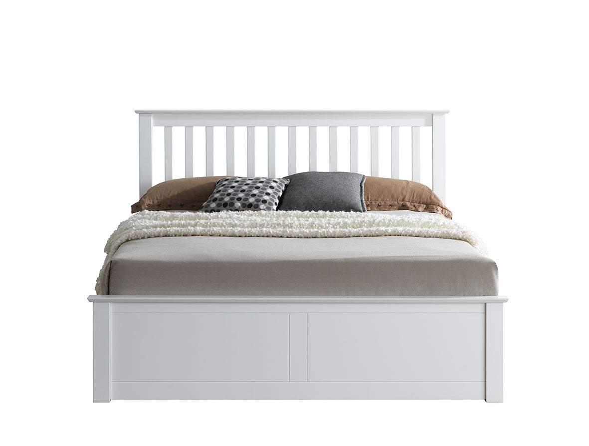 Malmo Ottoman Bed with Slatted Headboard and Foot-End Storage