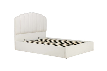 Monaco Ottoman Bed – Teddy Bouclé Upholstery with Fan Headboard and Storage