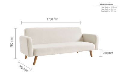 Micah Sofa Bed – Scandinavian Style with Teddy Bouclé Upholstery