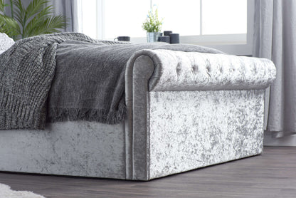 Sienna Side Ottoman Bed – Rolled Headboard with Flexible Side Storage