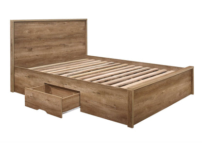 Stockwell Rustic Oak Storage Bed – Farmhouse Style with Built-In Drawers