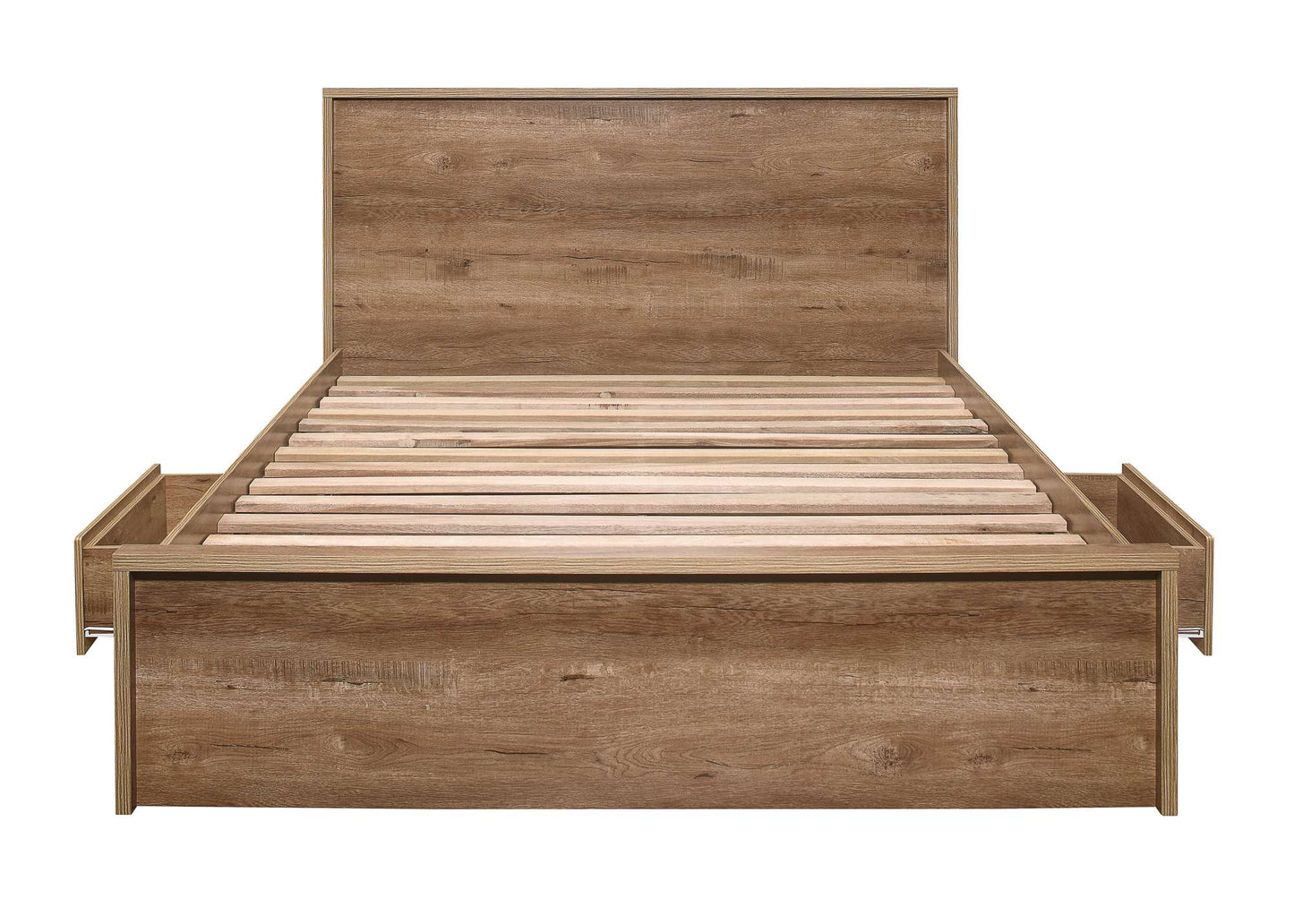 Stockwell Rustic Oak Storage Bed – Farmhouse Style with Built-In Drawers