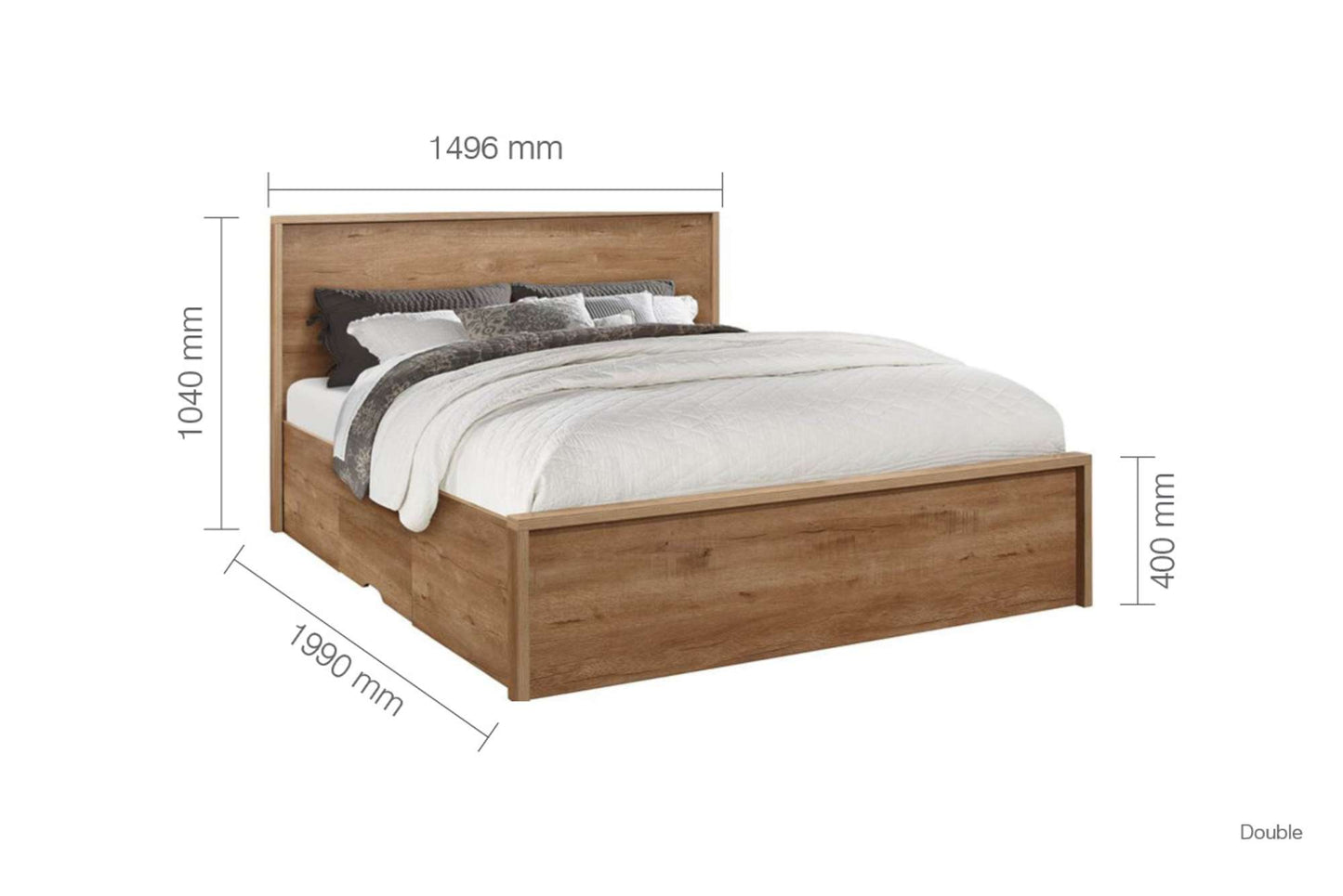 Stockwell Rustic Oak Storage Bed – Farmhouse Style with Built-In Drawers