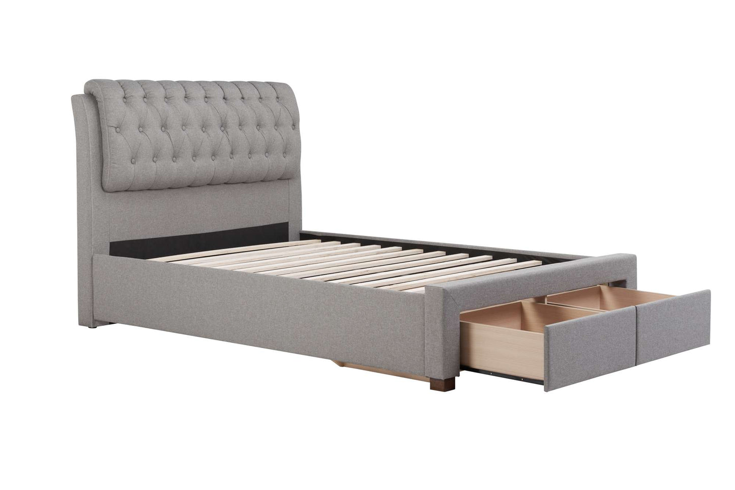 Valentino Upholstered Bed Frame with Buttoned Headboard and End Storage Drawers