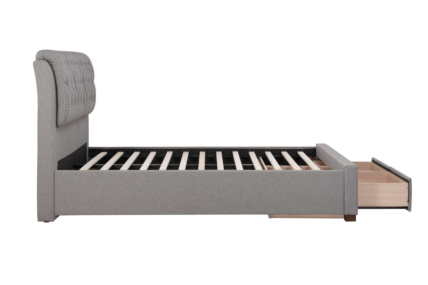 Valentino Upholstered Bed Frame with Buttoned Headboard and End Storage Drawers