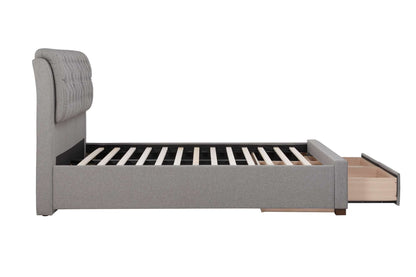 Valentino Upholstered Bed Frame with Buttoned Headboard and End Storage Drawers
