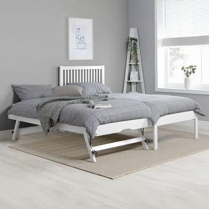 Buxton White Guest Bed with Trundle – Solid Wood Frame, Space-Saving Design